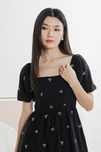 Antonia Ribbon Embroidery Dress In Black (XS)