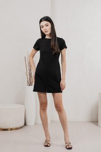 Charley Cotton Panelled Dress In Black