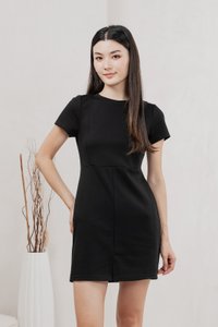 Charley Cotton Panelled Dress In Black
