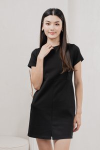 Charley Cotton Panelled Dress In Black