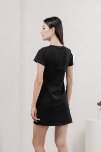 Charley Cotton Panelled Dress In Black