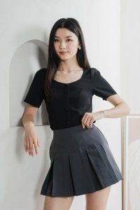 Barbara Buttons Panelled Top In Black