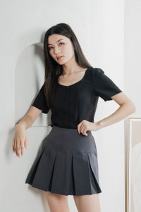 Barbara Buttons Panelled Top In Black