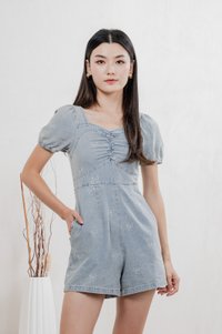 Jane Ribbon Denim Romper