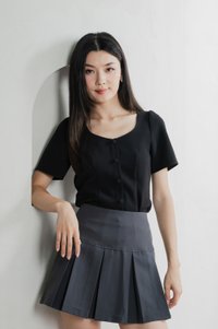 Barbara Buttons Panelled Top In Black