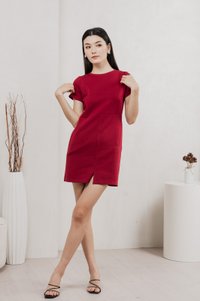 Charley Cotton Panelled Dress In Red