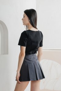 Barbara Buttons Panelled Top In Black