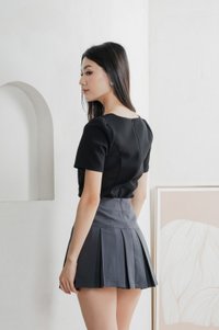 Barbara Buttons Panelled Top In Black
