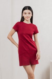 Charley Cotton Panelled Dress In Red