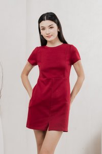 Charley Cotton Panelled Dress In Red