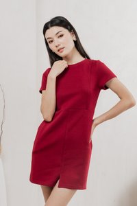 Charley Cotton Panelled Dress In Red