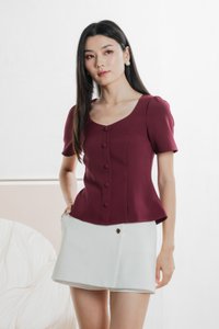 Barbara Buttons Panelled Top In Wine