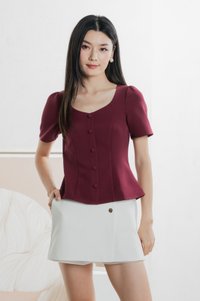 Barbara Buttons Panelled Top In Wine