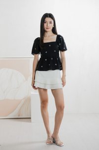 Antonia Ribbon Embroidery Top In Black