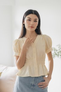 Daffodil Smocked Waist Button Top In Cream