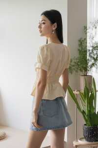 Daffodil Smocked Waist Button Top In Cream