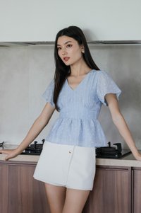 Twinkle Textured Ribbon Top In Blue (XS)