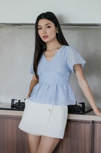 Twinkle Textured Ribbon Top In Blue (XS)