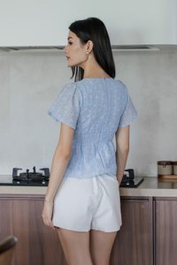 Twinkle Textured Ribbon Top In Blue (XS)