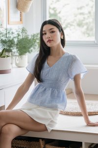 Twinkle Textured Ribbon Top In Blue (XS)