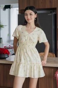 Citrine Floral Smocked Waist Dress