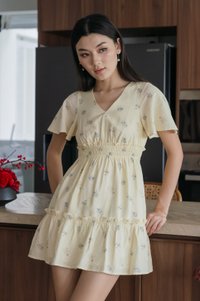 Citrine Floral Smocked Waist Dress