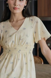 Citrine Floral Smocked Waist Dress