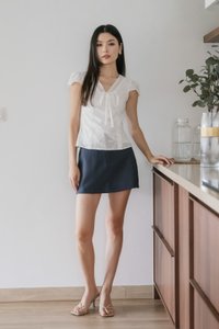Mimi Eyelet Ribbon Top In White