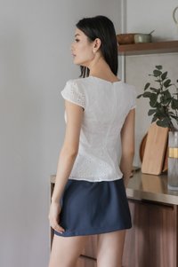 Mimi Eyelet Ribbon Top In White