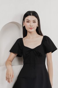 Eugene Ribbon Cotton Dress In Black