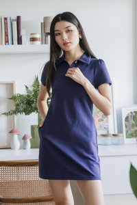 Helen Heart Button Polo Dress In Navy