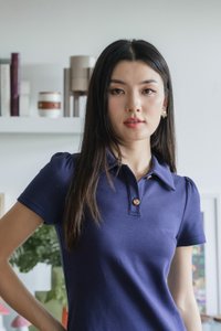 Helen Heart Button Polo Dress In Navy