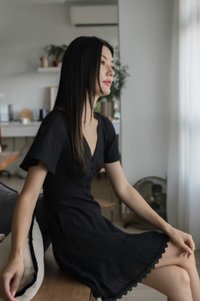 Cyrus Crochet Eyelet Empire Dress In Black