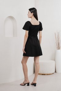Eugene Ribbon Cotton Dress In Black