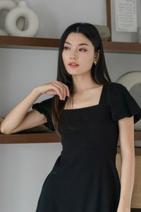 Hayden Ribbed Cotton Dress In Black