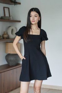 Hayden Ribbed Cotton Dress In Black