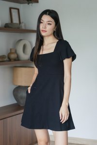Hayden Ribbed Cotton Dress In Black