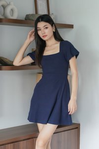 Hayden Ribbed Cotton Dress In Navy