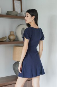 Hayden Ribbed Cotton Dress In Navy