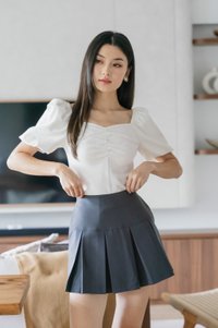 Sherry Pleated Staple Skort In Gunmetal