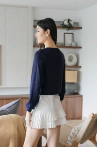 Glow Gold Buttons Cardigan In Navy