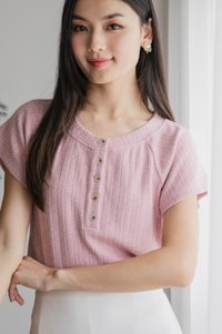 Boyce Buttons Knit Top In Pink