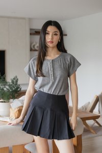 Sherry Pleated Staple Skort In Black (XS)