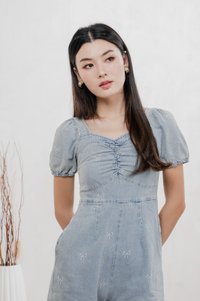 Jane Ribbon Denim Romper