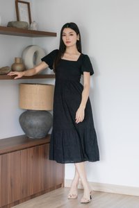Sookie Eyelet Midi Dress In Black