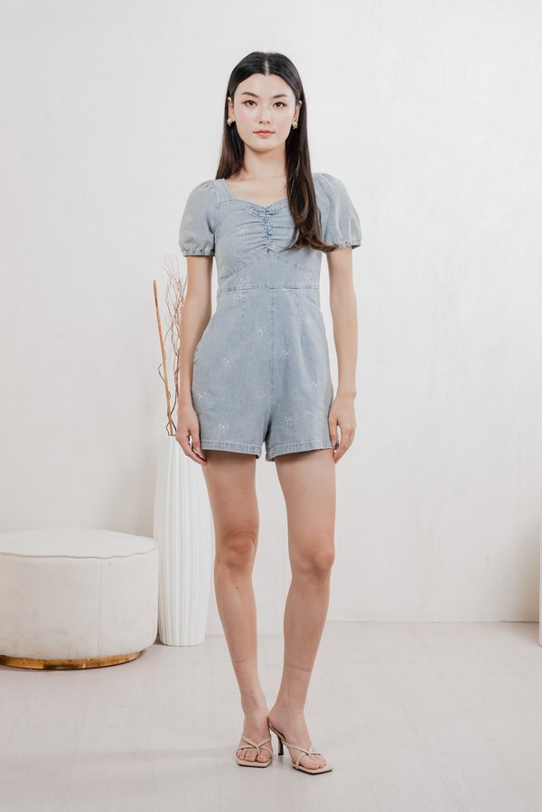 Jane Ribbon Denim Romper