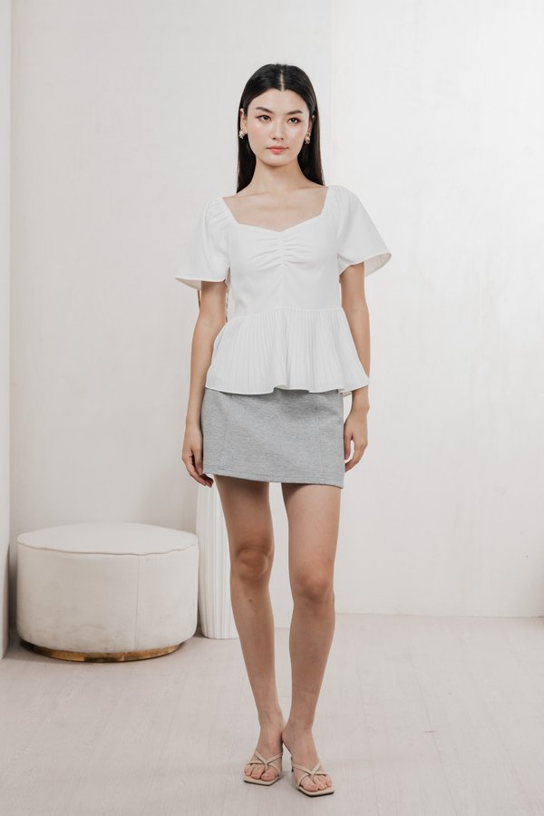 Poise Sweetheart Pleated Top In White