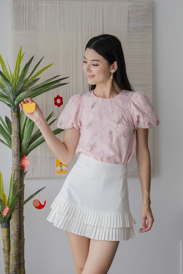 Finesse Floral Eyelet Top In Pink(M)