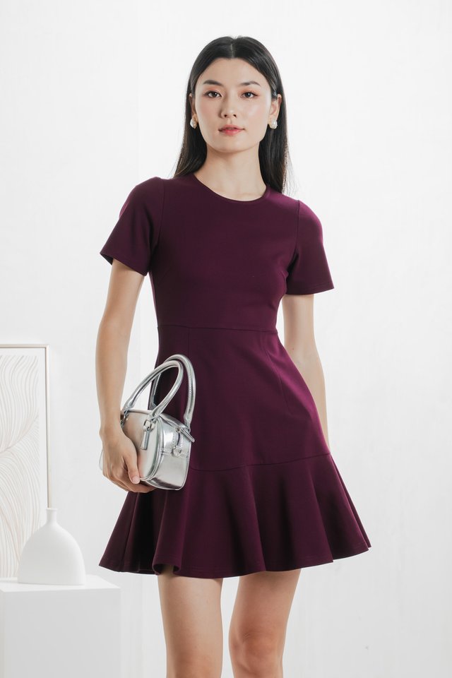 Ciela Cotton Dropwaist Dress In Deep Plum