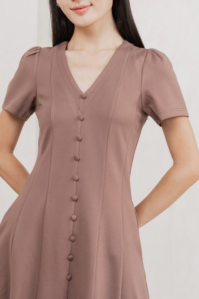 Lucien Buttons Cotton Dress In Khaki